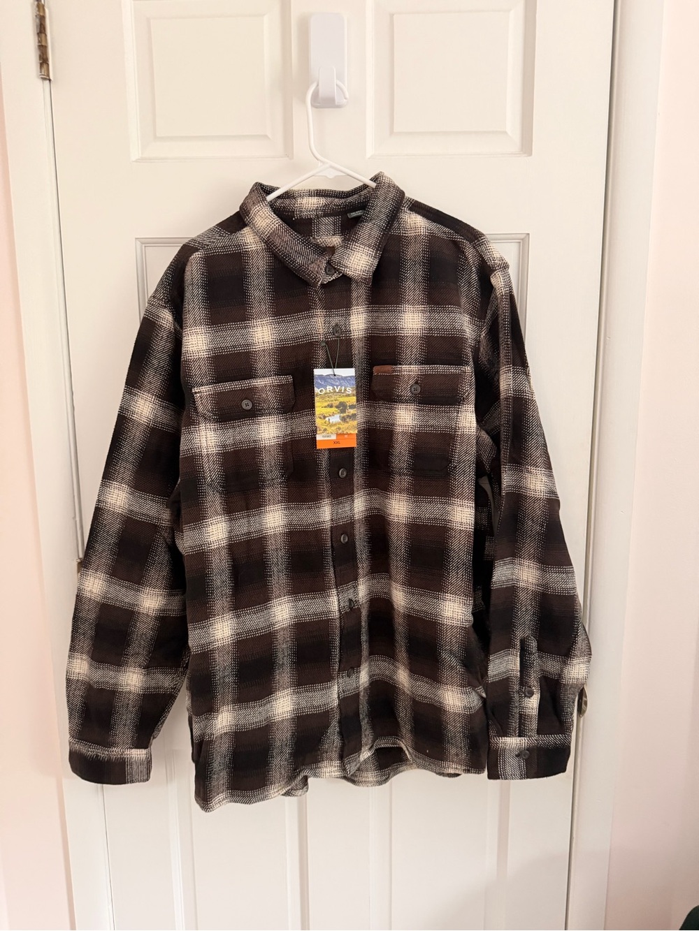 Orvis Brown and Cream Heavyweight Flannel Shirt